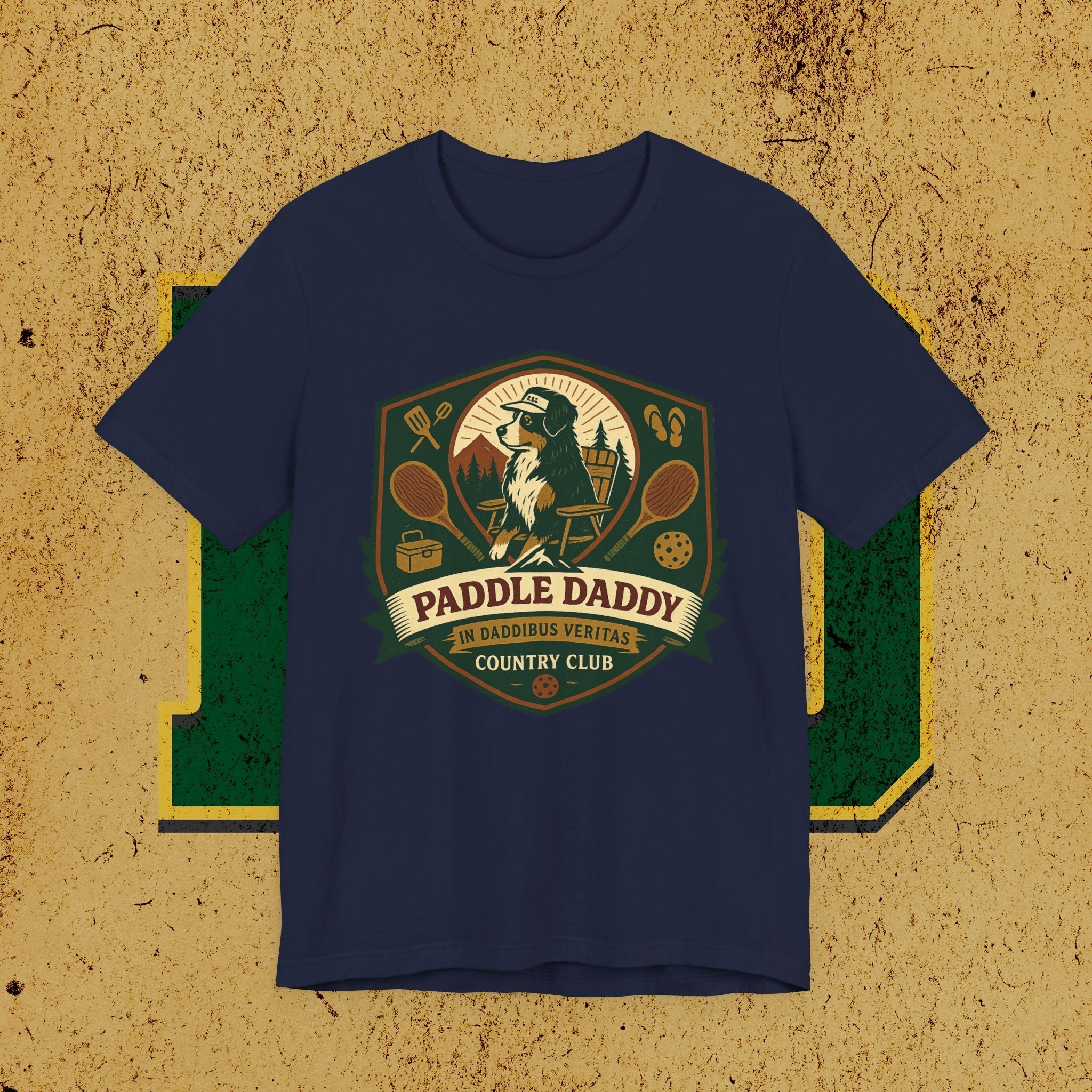 Paddle Daddy Country Club T-Shirt  Chloe Dog Graphic Tee, Funny Pickleball & Grill Shirt, In Daddibus Veritas Dadcore Apparel